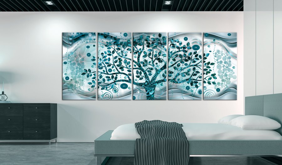 ARTGEIST billede, 5-delt - Tree and Waves Blue - Flere strrelser