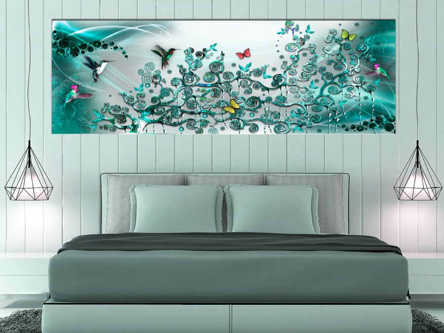 ARTGEIST billede af fugle - Hummingbirds Dance Turquoise Narrow - Flere strrelser