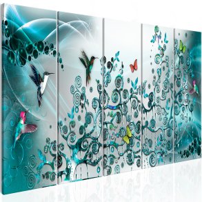 ARTGEIST billede, 5-delt - Hummingbirds Dance Turquoise Narrow - Flere strrelser