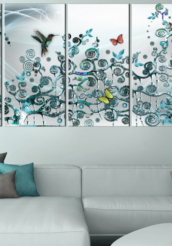 ARTGEIST billede, 5-delt - Hummingbirds Dance Turquoise Narrow - Flere strrelser