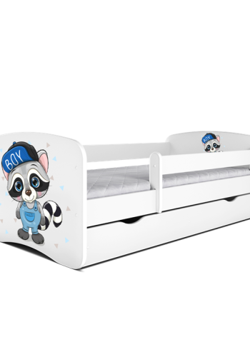 Babydreams juniorseng med vaskebjrn, m. madras, sengehest og skuffe - hvid laminat (140x70)