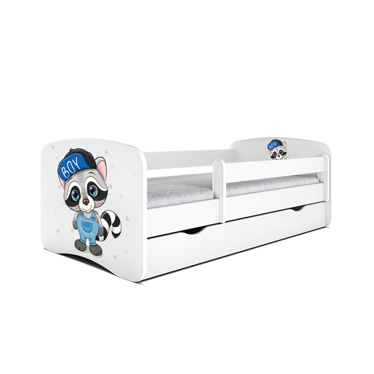 Babydreams juniorseng med vaskebjrn, m. madras, sengehest og skuffe - hvid laminat (140x70)