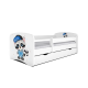 Babydreams juniorseng med vaskebjrn, m. madras, sengehest og skuffe - hvid laminat (160x80)