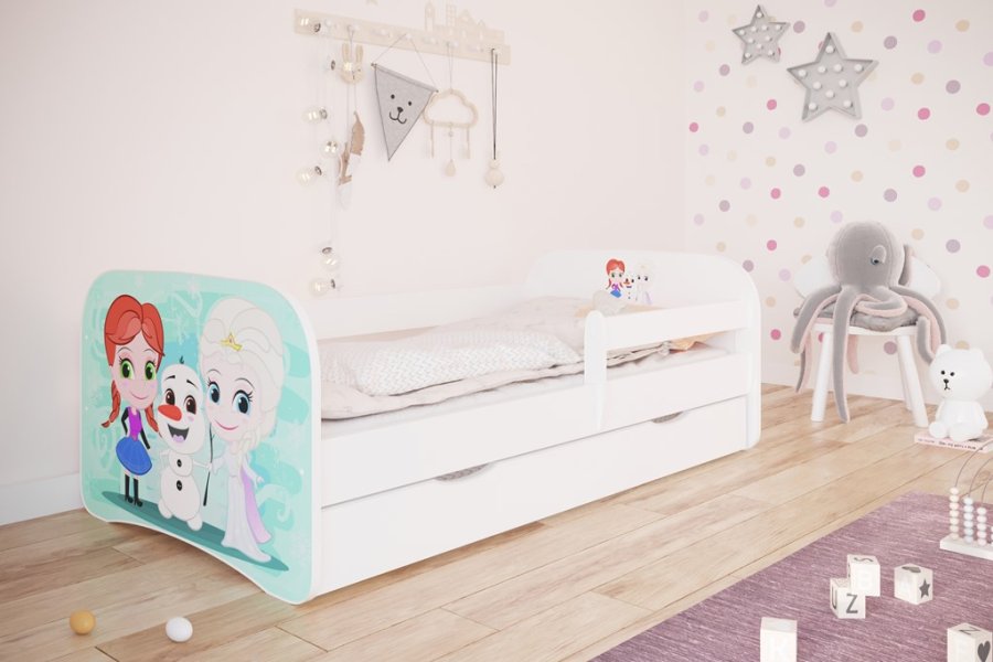 Babydreams juniorseng med Frost, m. madras, sengehest og skuffe - hvid laminat (180x80)