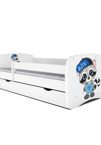 Babydreams juniorseng med vaskebjrn, m. madras, sengehest og skuffe - hvid laminat (180x80)
