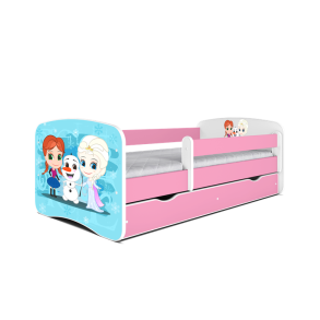 Babydreams juniorseng med Frost, m. madras, sengehest og skuffe - hvid og lyserd laminat (140x70)