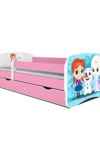 Babydreams juniorseng med Frost, m. madras, sengehest og skuffe - hvid og lyserd laminat (140x70)