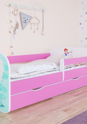 Babydreams juniorseng med Frost, m. madras, sengehest og skuffe - hvid og lyserd laminat (140x70)