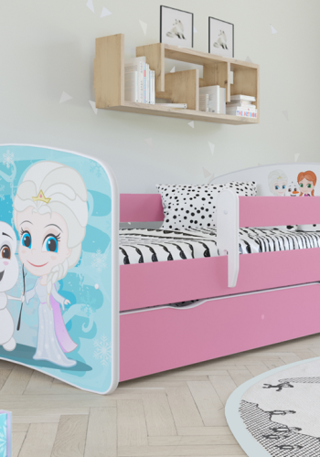 Babydreams juniorseng med Frost, m. madras, sengehest og skuffe - hvid og lyserd laminat (160x80)