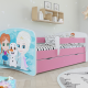 Babydreams juniorseng med Frost, m. madras, sengehest og skuffe - hvid og lyserd laminat (160x80)
