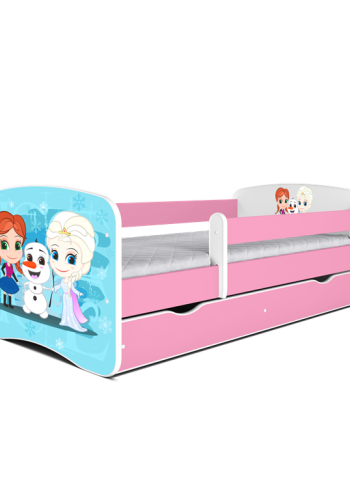 Babydreams juniorseng med Frost, m. madras, sengehest og skuffe - hvid og lyserd laminat (180x80)