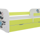 Babydreams juniorseng med vaskebjrn, m. madras, sengehest og skuffe - hvid og grn laminat (180x80)