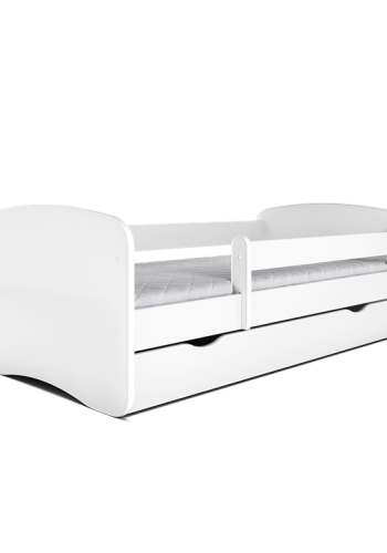 Babydreams juniorseng, m. madras, sengehest og skuffe - hvid laminat (140x70)