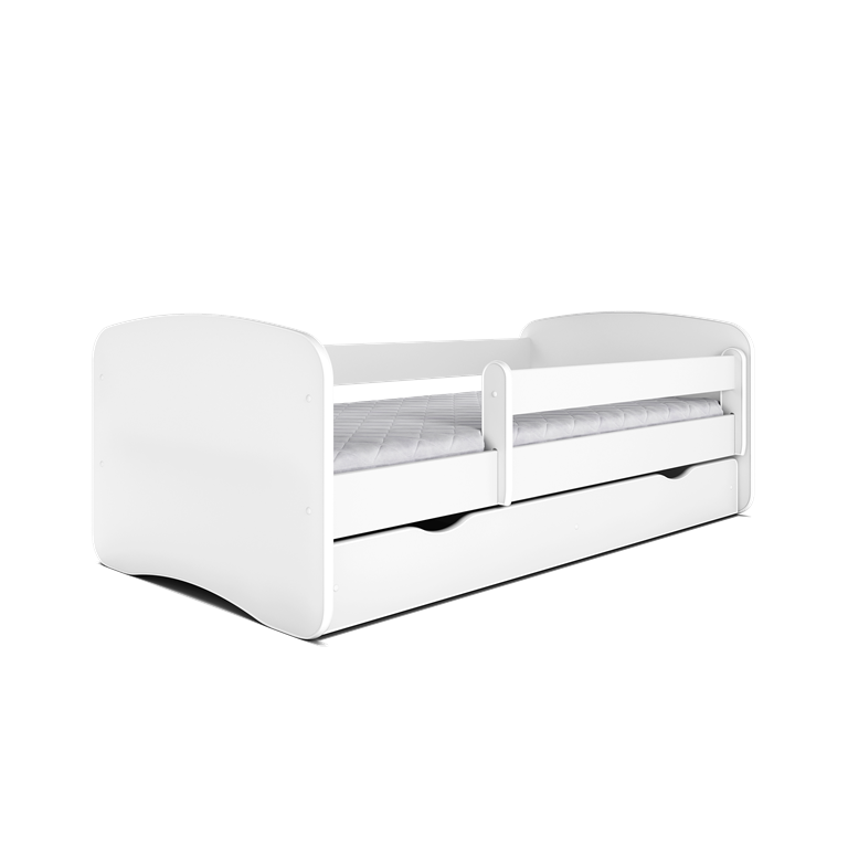 Babydreams juniorseng, m. madras, sengehest og skuffe - hvid laminat (140x70)