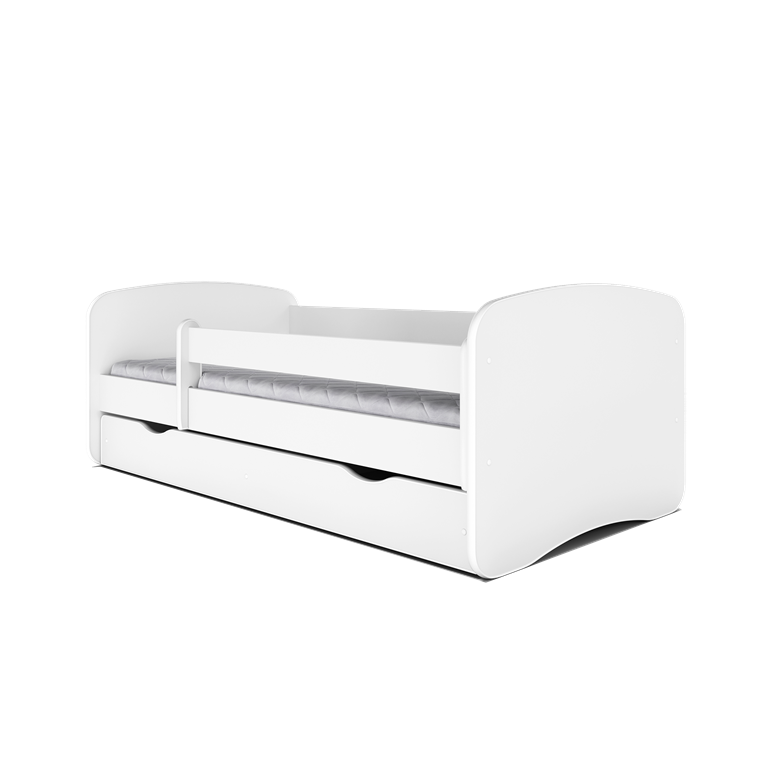 Babydreams juniorseng, m. madras, sengehest og skuffe - hvid laminat (140x70)