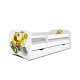 Babydreams juniorseng med gravemaskine, m. madras, sengehest og skuffe - hvid laminat (140x70)