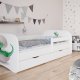 Babydreams juniorseng med lille dino, m. madras, sengehest og skuffe - hvid laminat (140x70)