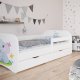 Babydreams juniorseng med elefant, m. madras, sengehest, skuffe - hvid laminat (140x70)