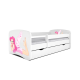 Babydreams juniorseng med fe med vinger, m. madras, sengehest, skuffe - hvid laminat (140x70)