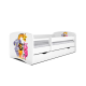Babydreams juniorseng med Zoo dyr, m. madras, sengehest, skuffe - hvid laminat (140x70)