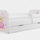 Babydreams juniorseng med bamse og sommerfugle, m. madras, sengehest, skuffe - hvid laminat (160x80)