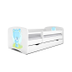 Babydreams juniorseng med bl bamse, m. madras, sengehest, skuffe - hvid laminat (160x80)