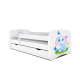Babydreams juniorseng med elefant, m. madras, sengehest, skuffe - hvid laminat (160x80)