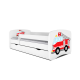 Babydreams juniorseng med brandbil, m. madras, sengehest, skuffe - hvid laminat (160x80)