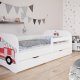 Babydreams juniorseng med brandbil, m. madras, sengehest, skuffe - hvid laminat (160x80)