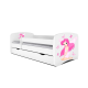 Babydreams juniorseng med fe med sommerfugle, m. madras, sengehest, skuffe - hvid laminat (160x80)