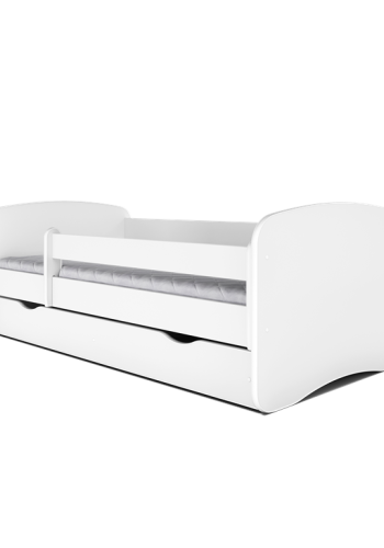 Babydreams juniorseng, m. madras, sengehest og skuffe - hvid laminat (180x80)