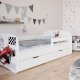 Babydreams juniorseng med racerbil, m. madras, sengehest og skuffe - hvid laminat (180x80)
