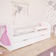 Babydreams juniorseng med prinsesse og hest, m. madras, sengehest og skuffe - hvid laminat (180x80)