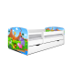 Babydreams juniorseng med safari dyr, m. madras, sengehest, skuffe - hvid laminat (180x80)