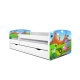 Babydreams juniorseng med safari dyr, m. madras, sengehest, skuffe - hvid laminat (180x80)