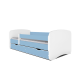 Babydreams juniorseng, m. madras, sengehest, skuffe - hvid og bl laminat (140x70)