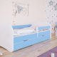 Babydreams juniorseng, m. madras, sengehest, skuffe - hvid og bl laminat (140x70)