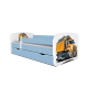 Babydreams juniorseng med lastbil, m. madras, sengehest, skuffe - hvid og bl laminat (160x80)