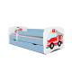 Babydreams juniorseng med brandbil, m. madras, sengehest, skuffe - hvid og bl laminat (160x80)