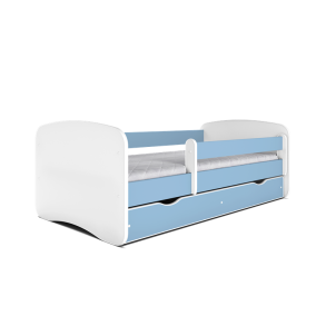 Babydreams juniorseng, m. madras, sengehest, skuffe - hvid og bl laminat (180x80)