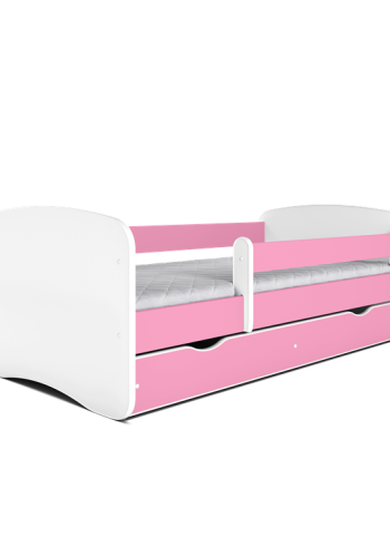 Babydreams juniorseng, m. madras, sengehest, skuffe - hvid og lyserd laminat (140x70)