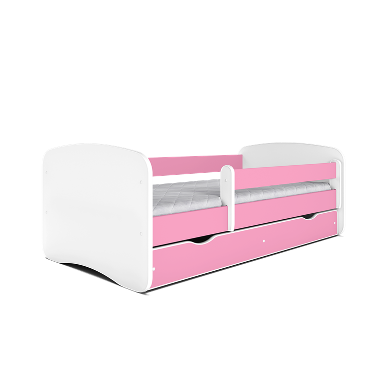 Babydreams juniorseng, m. madras, sengehest, skuffe - hvid og lyserd laminat (140x70)