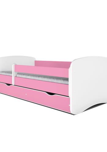 Babydreams juniorseng, m. madras, sengehest, skuffe - hvid og lyserd laminat (140x70)