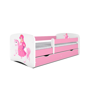Babydreams juniorseng prinsesse p hest, m madras, sengehest, skuffe - hvid/lyserd laminat (140x70)