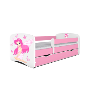 Babydreams juniorseng fe/sommerfugle, m. madras, sengehest, skuffe - hvid/lyserd laminat (140x70)