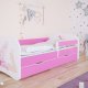 Babydreams juniorseng m. fe med vinger, m. madras, sengehest, skuffe - hvid/lyserd laminat (140x70)