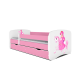 Babydreams juniorseng prinsesse p hest, m madras, sengehest, skuffe - hvid/lyserd laminat (160x80)