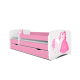 Babydreams juniorseng prinsesse m hest, m. madras, sengehest, skuffe - hvid/lyserd laminat (160x80)