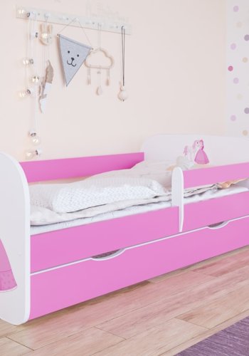 Babydreams juniorseng prinsesse m hest, m. madras, sengehest, skuffe - hvid/lyserd laminat (160x80)