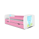 Babydreams juniorseng med bl bamse, m. madras, sengehest, skuffe - hvid og lyserd laminat (160x80)
